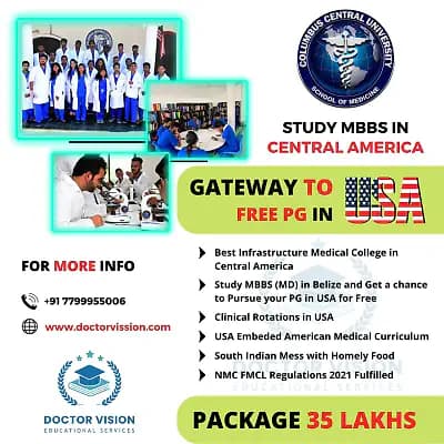 మీరు సెంట్రల్ అమెరికాలో MBBS చదవాలనుకుంటున్నారా? MBBS తర్వాత అమెరికాలో PG ఫ్రీగా చేయాలనుకుంటున్నారా? కొలంబస్ సెంట్రల్ యూనివర్శిటీ తక్కువ బడ్జెట్ మరియు అధిక నాణ్యత విద్యతో ఉత్తమ ఎంపిక. అడ్మిషన్స్ కొరకు సంప్రదించండి [phone hidden – sign in to view]