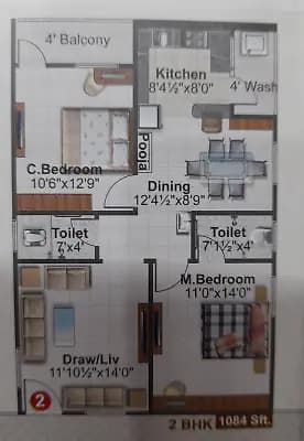 2 Bhk flat for Rent