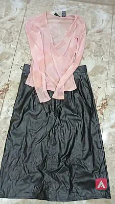 leather skirt and orginal tshirt