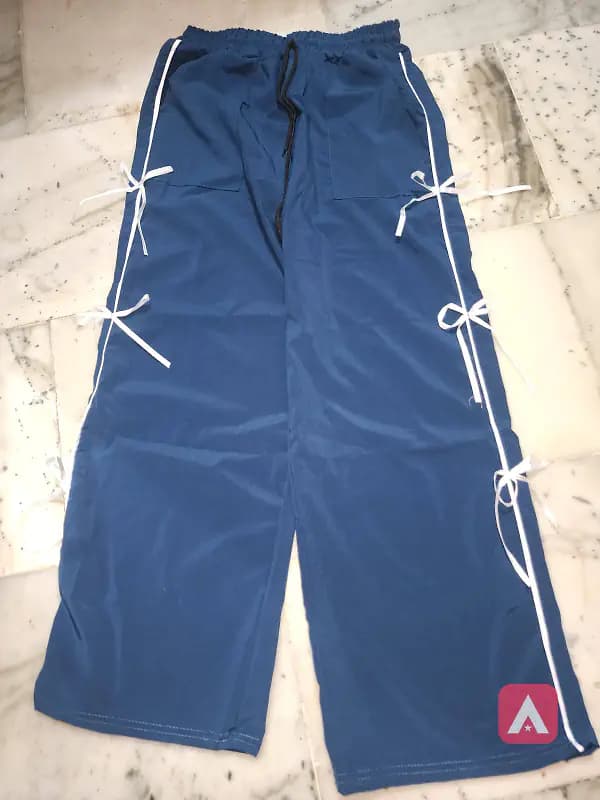 Blue Ribbon Tie Wide Leg Pants
