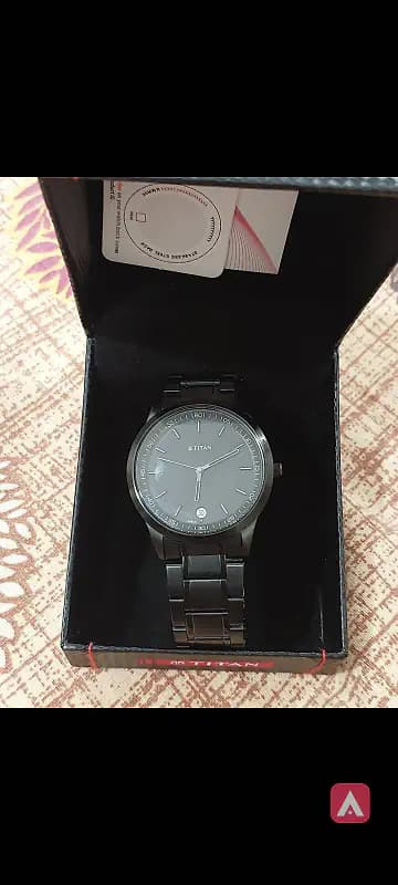 Titan Minimalist Quartz Analog with Date Black Dial Black Metal Strap Watch for Men