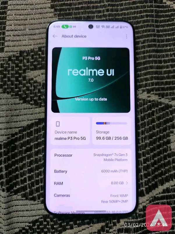 realme p3 pro, 8gb ram , 256gb storage