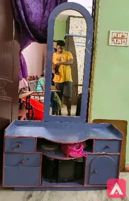 Wooden Dressing Table with Mirror & Storage Drawers