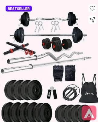 Home Gym Set 50kg Weights, Bench, Push Up Board, Yoga Mat Combo