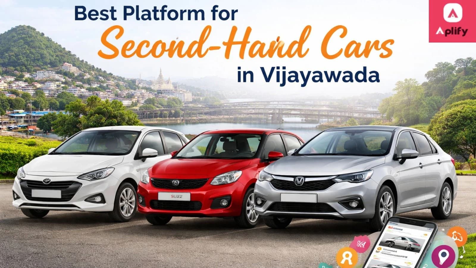 Second-hand cars in Vijayawada displayed with multiple used car options representing the best platform for buying and selling used cars locally