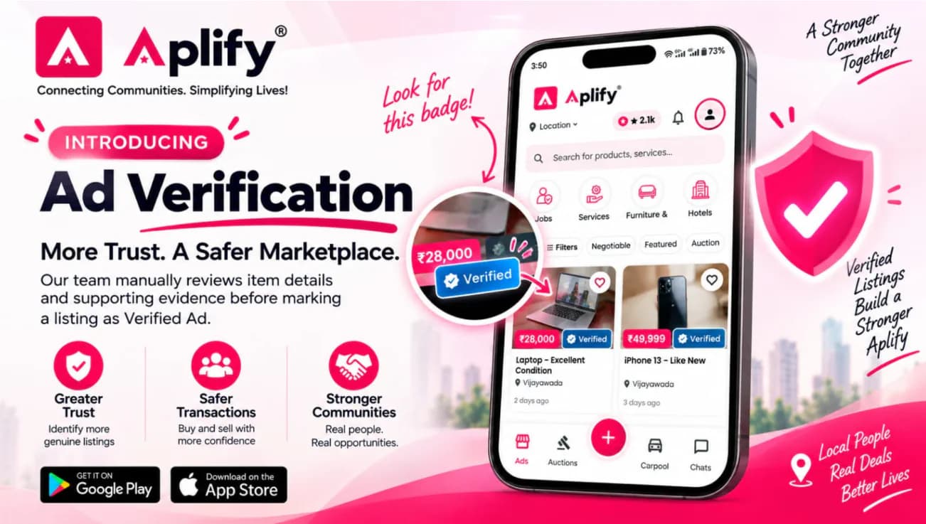 Aplify Ad Verification and Verified Ads for used cars, bikes, mobiles, property and local marketplace listings