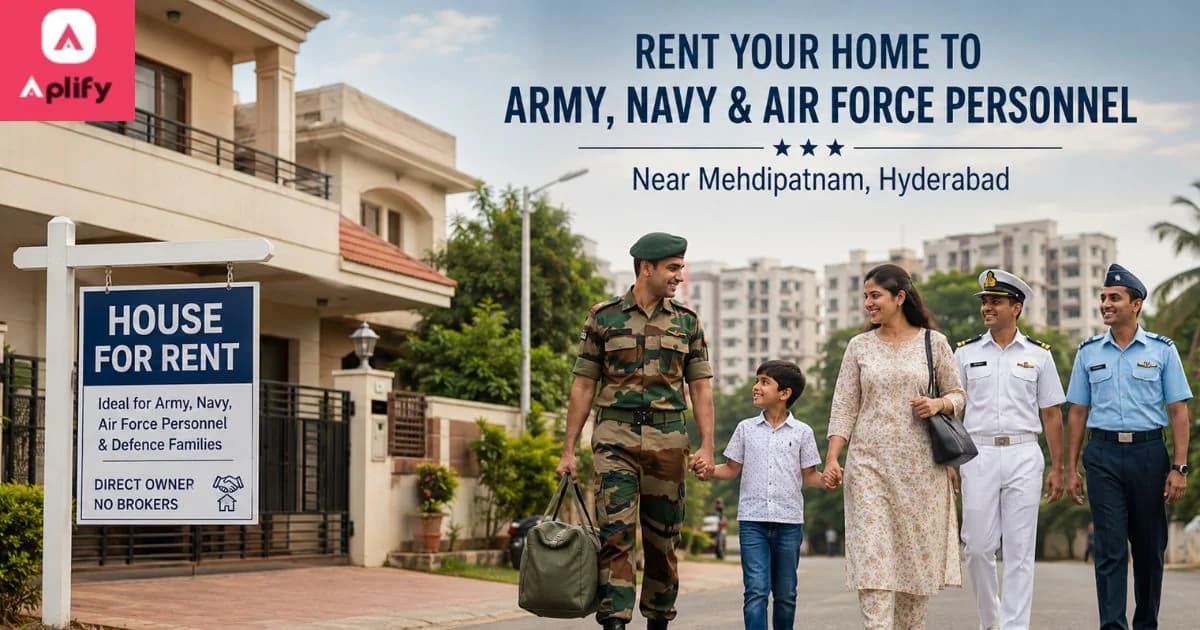 Property owner renting a house near Mehdipatnam, Hyderabad to Army, Navy and Air Force personnel with direct owner rental and no brokerage.