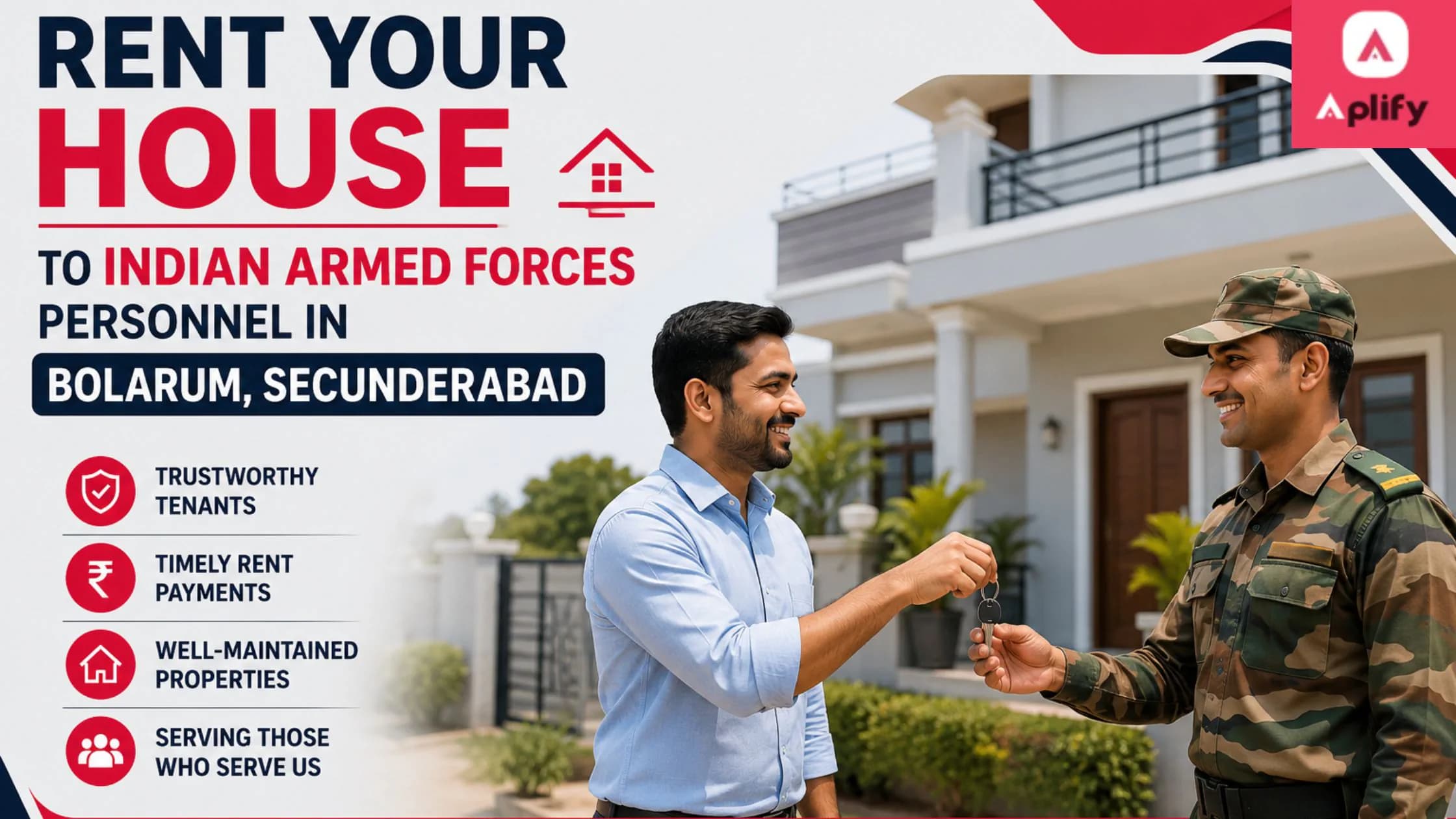 Rent your house to Indian Armed Forces personnel in Bolarum, Secunderabad for secure and reliable tenancy.