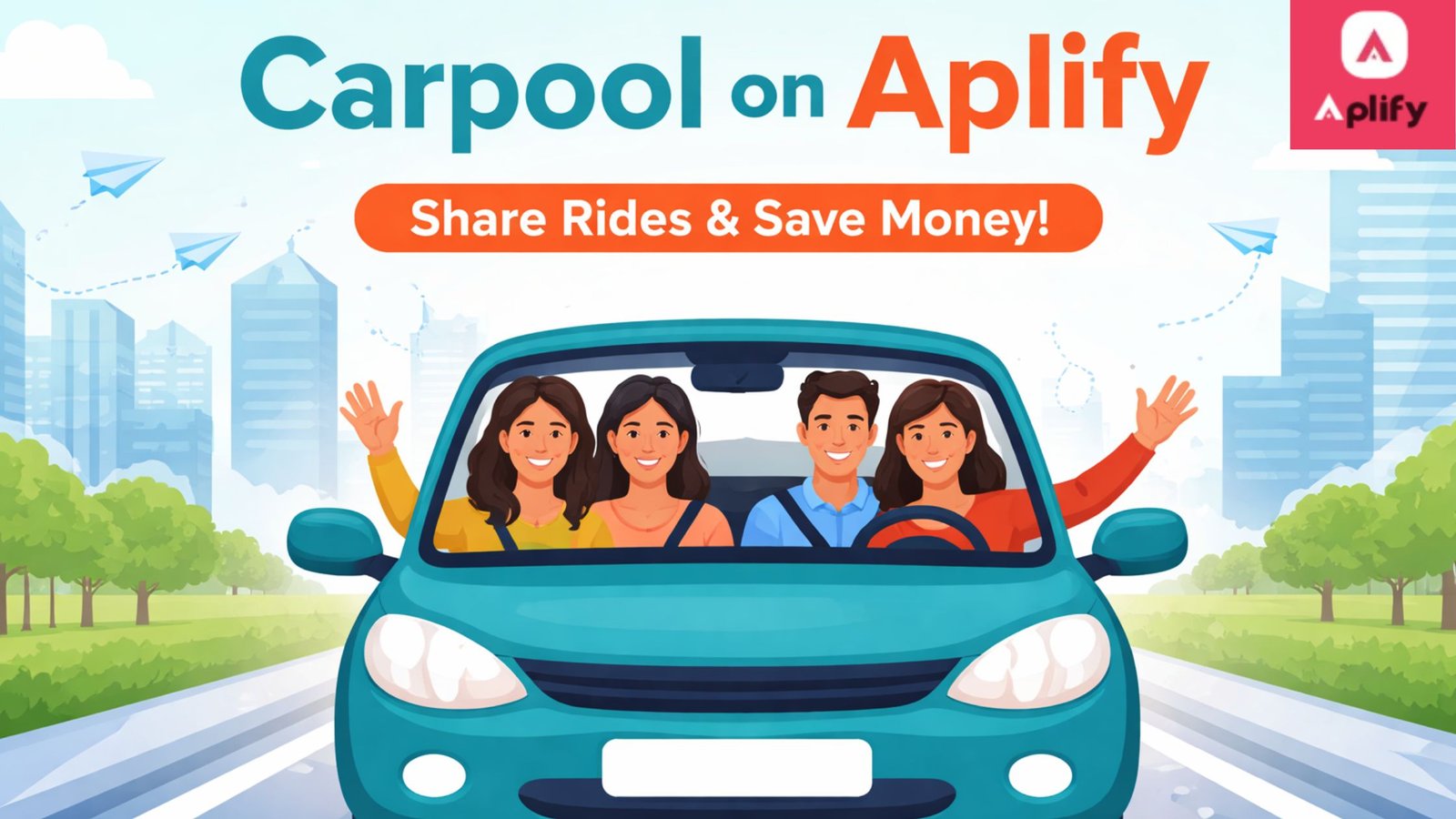 Carpool on Aplify showing people sharing a ride using the Aplify carpool feature